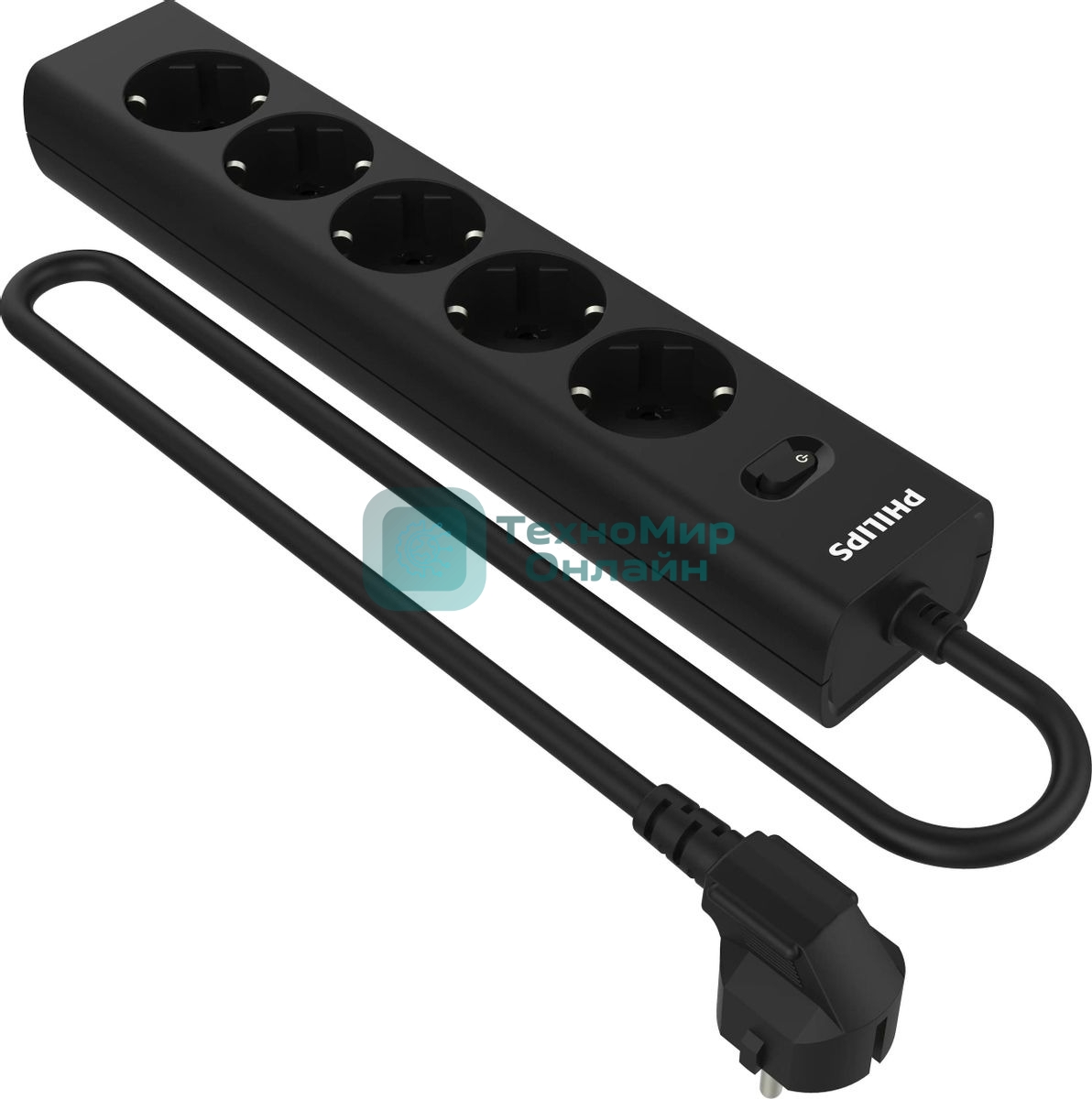 Сетевой фильтр Philips CHP2155BB/51, 3 м, 5 розеток, черный