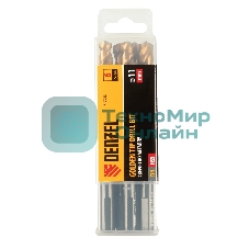 Сверло по металлу Denzel 11 мм, HSS-Tin, Golden Tip, 6 шт.