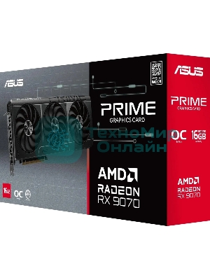 Видеокарта Asus PCI-E 5.0 PRIME-RX9070-O16G-EVO AMD Radeon RX 9070 16Gb 256bit GDDR6 2120/20000 HDMIx1 DPx3 HDCP Ret