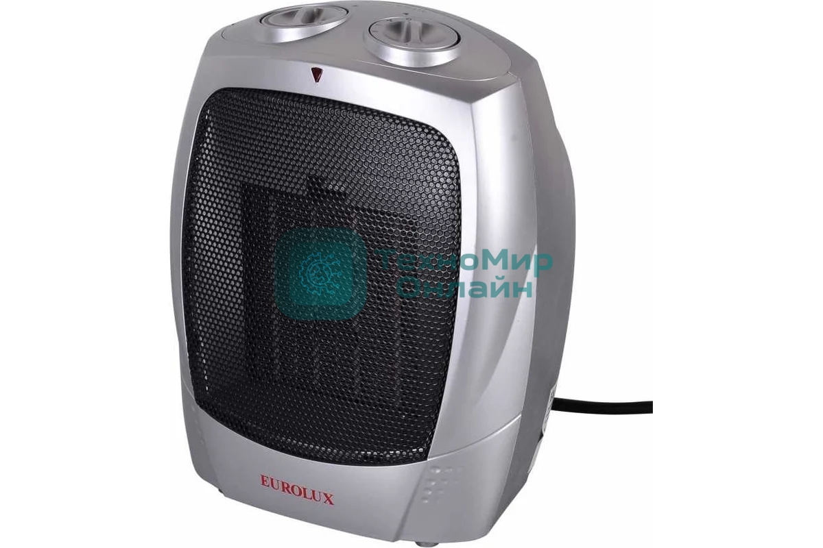 Тепловентилятор EUROLUX ТВК-EU-1, серый, 1800 Вт, 22 м2, термостат, 3 режима 67/2/6