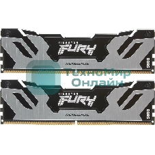 Оперативная память Kingston Fury Renegade, DDR5, 32Gb (2x16Gb), 7600MHz, CL38, DIMM, с радиаторами, серебристый/черный
