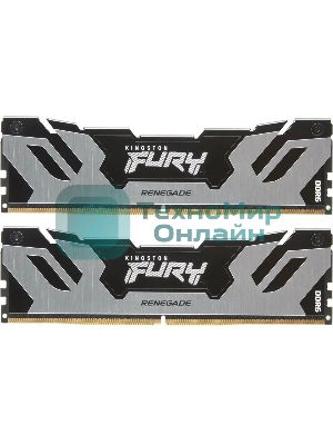 Оперативная память Kingston Fury Renegade, DDR5, 32Gb (2x16Gb), 7600MHz, CL38, DIMM, с радиаторами, серебристый/черный
