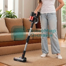 Пылесос вертикальный Kitfort КТ-5389 черный/красный, питание от аккумулятора, 225 Вт, уборка сухая, пылесборник 1 л