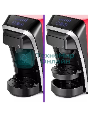 Кофеварка капсульная Kitfort КТ-7227 красный/черный, исп. кофе - капсулы/молотый, 0,8 л, 1400 Вт, 20 бар