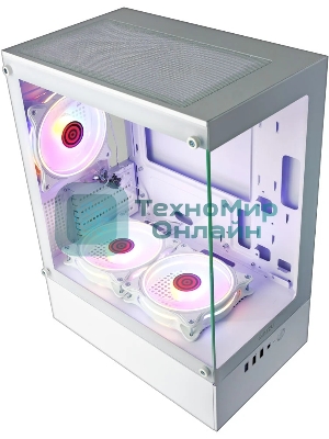 Компьютерный корпус Ginzzu CL485 mATX FAN 3*12LD4 передняя панель Стекло белый