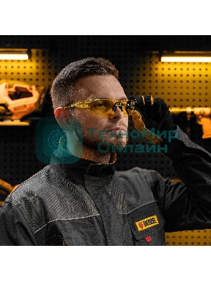 Очки защитные Denzel открытые, поликарбонатные, желтая линза