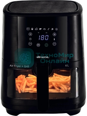 Аэрофритюрница Ariete Air fryer 4626/00 черный, 1300 Вт, 6 л, сенсор, 8 программ