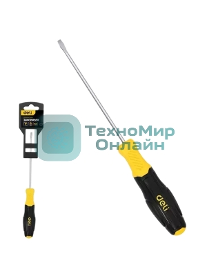 Отвертка шлицевая Deli DL6361251N 6х125мм сталь Cr-V, двухкомпонентная прорезиненная рукоять