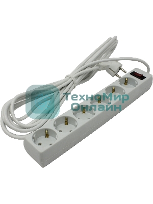 Сетевой фильтр ExeGate EX221229RUS SP-6-5W (6 розеток, 5 м, евровилка, белый)