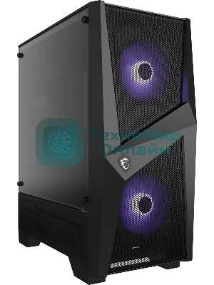 Компьютерный корпус MSI MAG FORGE 100M/mid-tower, ATX, tempered glass side panel/2x RGb 120мм & 1x 120мм fans inc./MAG FORGE 100M