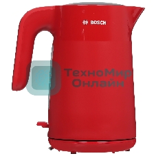 Электрочайник Bosch TWK2M164 красный, 1.7 л, 2400 Вт, скрытый нагревательный элемент