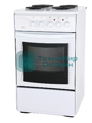 Плита электрическая Flama AE 1403 W белый, конфорок 4 шт, духовка 50 л, 50 см x 85 см x 60 см