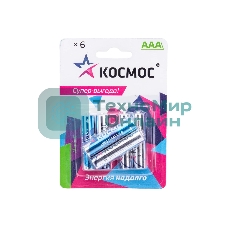 Элемент питания Космос алкалиновый AAA/LR03 BP-6 (блист.6шт)