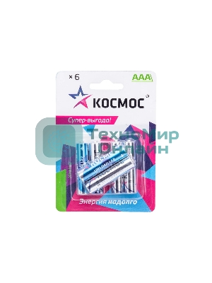 Элемент питания Космос алкалиновый AAA/LR03 BP-6 (блист.6шт)