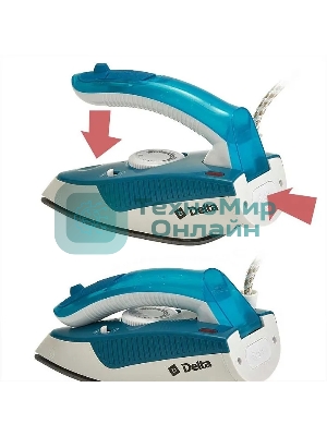 Утюг Delta DL-430Т белый/синий, 1000 Вт, 15 г/мин, 50 г/мин, 80 мл