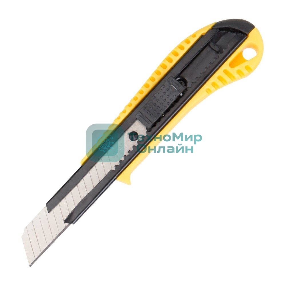 Технический нож Deli DL003 18мм SK5. 2-ступенчатое лезвие. Ударопрочный корпус. Кнопка автоматической блокировки.