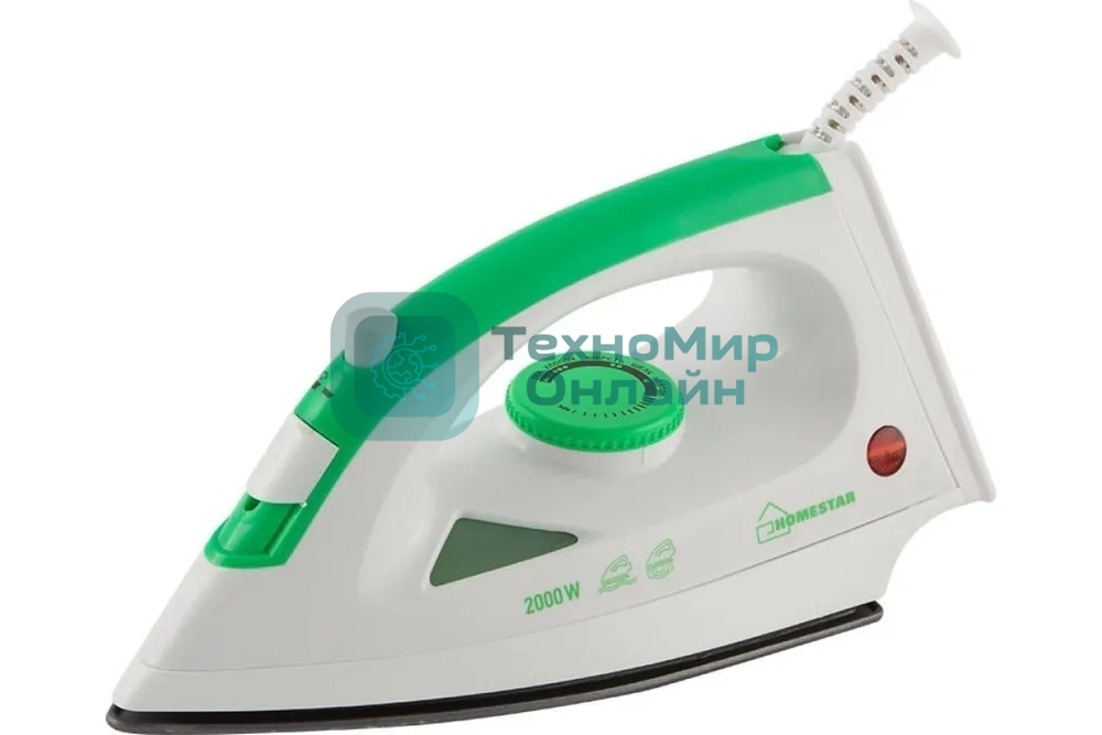 Утюг Homestar HS-4001 белый/зеленый, 2000 Вт, 20 г/мин, 100 г/мин, 90 мл