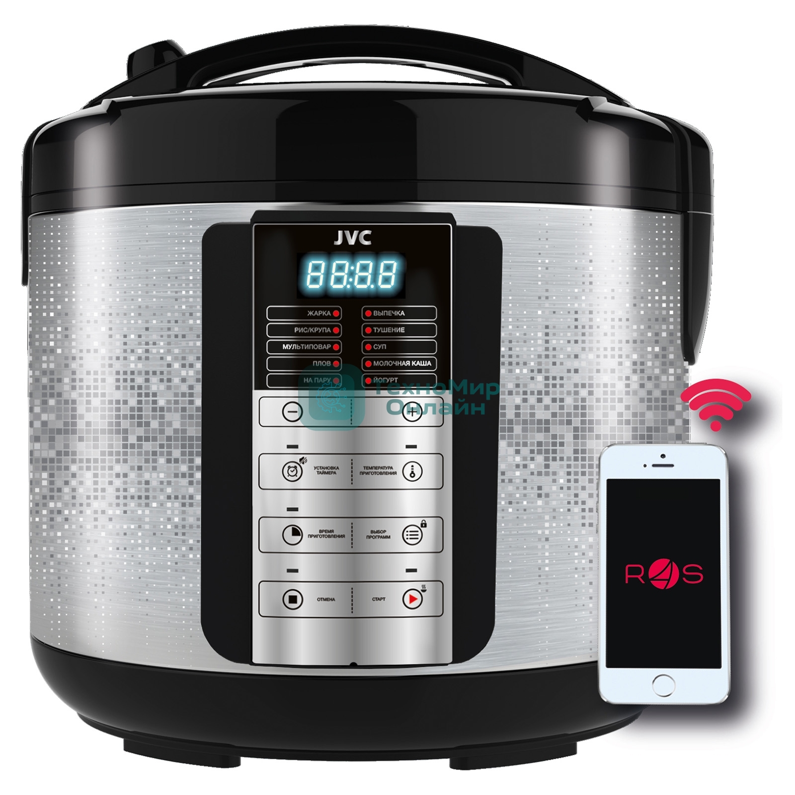 Мультиварка JVC JK-MC501 5 л, 860 Вт, серебристый/черный, металл