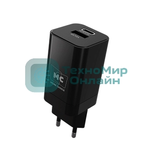 Сетевое зарядное устройство MORE CHOICE NC85 1USB+1Type-C 3.0A PD 20W+QC3.0, черный