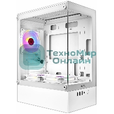 Компьютерный корпус Ginzzu CL485 mATX FAN 3*12LD4 передняя панель Стекло белый