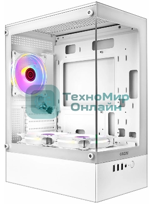 Компьютерный корпус Ginzzu CL485 mATX FAN 3*12LD4 передняя панель Стекло белый