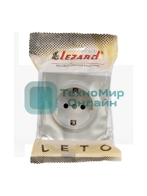 Розетка 1-м ОП LETO с заземл. ПБТ крем LEZARD 752-0300-122B