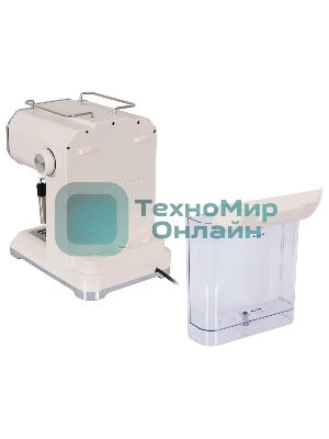 Кофеварка рожковая Hyundai HEM-5300 бежевый/серебристый, исп. кофе - молотый, 1.5 л, 850 Вт, 20 бар