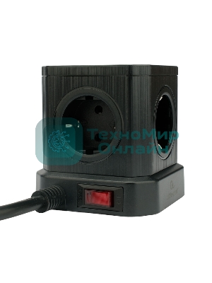 Сетевой фильтр Cablexpert Tower TWR-9-U4-B-2, 9 р, 16А, 4хUSB, 3.1А, 2 м, ур.защиты 4+, черный, коробка