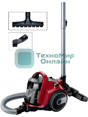 Пылесос Bosch BGC05AAA2 красный/черный, 350/700 Вт, уборка сухая, пылесборник контейнер 1.5 л