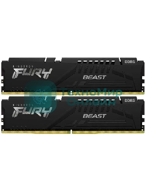 Оперативная память Kingston Fury Beast, DDR5, 16GB (2x8GB), 5600MHz, CL36, DIMM, с радиаторами, черный