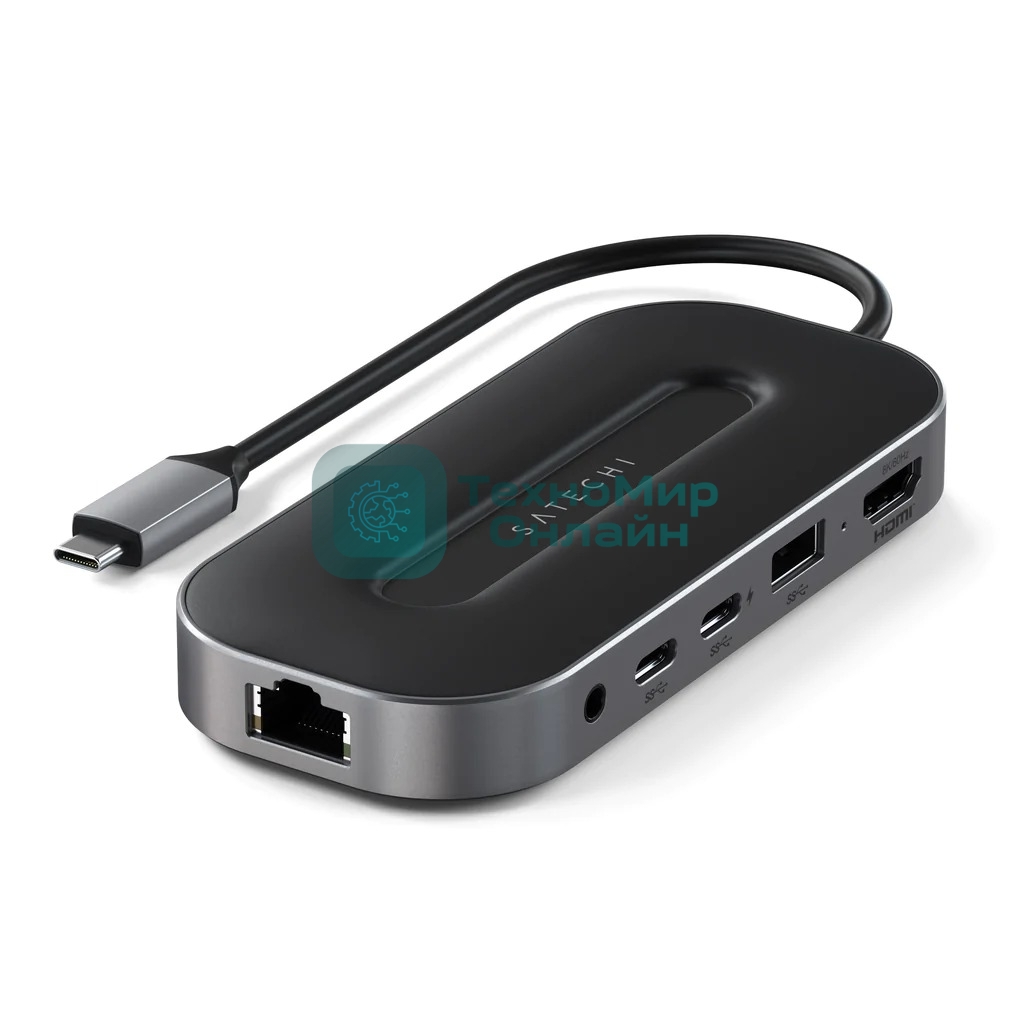 USB-концентратор Satechi ST-U4MGEM серый космос USB4 Multiport w2.5G Ethernet (1xUSB 3.2, 2xUSB Type-C, 1xHDMI, RJ-45, Audio Jack), до 100 Вт,