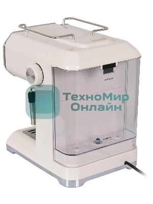 Кофеварка рожковая Hyundai HEM-5300 бежевый/серебристый, исп. кофе - молотый, 1.5 л, 850 Вт, 20 бар