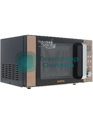 Микроволновая печь Centek CT-1584 черный/золотистый, 20 л, 700 Вт, переключатели - кнопки, поворотный механизм