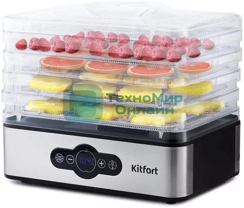 Сушилка для овощей и фруктов Kitfort KT-1914 5под. 240 Вт, черный