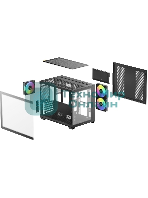 Корпус Ocypus Gamma C54 BK ARGB, Mini-Tower, чёрный, 3 x 120 мм