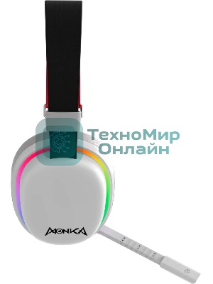 Гарнитура Marvo HG9069W Monka Echo белый, беспроводная + проводная, радиоканал, до 10 ч, подсветка, совместимость с PS5, Xbox