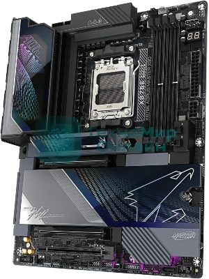 Материнская плата Gigabyte X870E AORUS MASTER X3D, AM5, AMD X870E, 4xDDR5, 4xSATA, 5xM.2, 2xPCIe 5.0 x16, 1xPCIe 4.0 x16, 1xHDMI, 1x5Gb LAN, 1x10Gb LAN, Wi-Fi 7, Bluetooth 5.4, 2xUSB-C 40Gbps (USB4), 1xUSB-C 20Gbps, 1xUSB-C 10Gbps, 7xUSB-A 10Gbps, 3x3.5 мм + S/PDIF оптический, 7.1, ATX