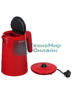 Электрочайник Bosch TWK2M164 красный, 1.7 л, 2400 Вт, скрытый нагревательный элемент