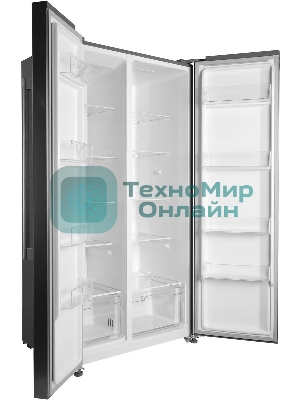 Холодильник Hyundai CS55023F нержавеющая сталь двухкамерный 347/185 л морозилка слева, No Frost, Side by Side