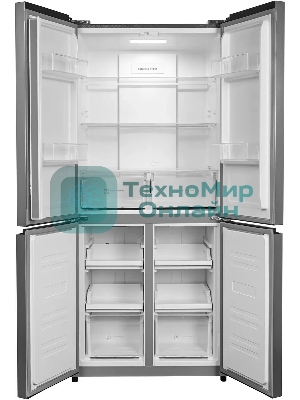 Холодильник Hyundai CM45083F нержавеющая сталь трехкамерный 289/144л морозилка снизу, No Frost, Side by Side