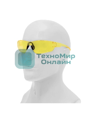 Очки защитные Denzel открытые, поликарбонатные, желтая линза