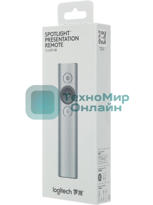 Презентер Logitech Spotlight Slate (серый, Bluetooth/2.4 GHz, перезаряжаемая литий-полимерная батарея 85мА·ч, 3D-акселерометр, гироскоп, кабель для зарядки, чехол) (арт. 910-004867, M/N: R-R0011/C-U0016)