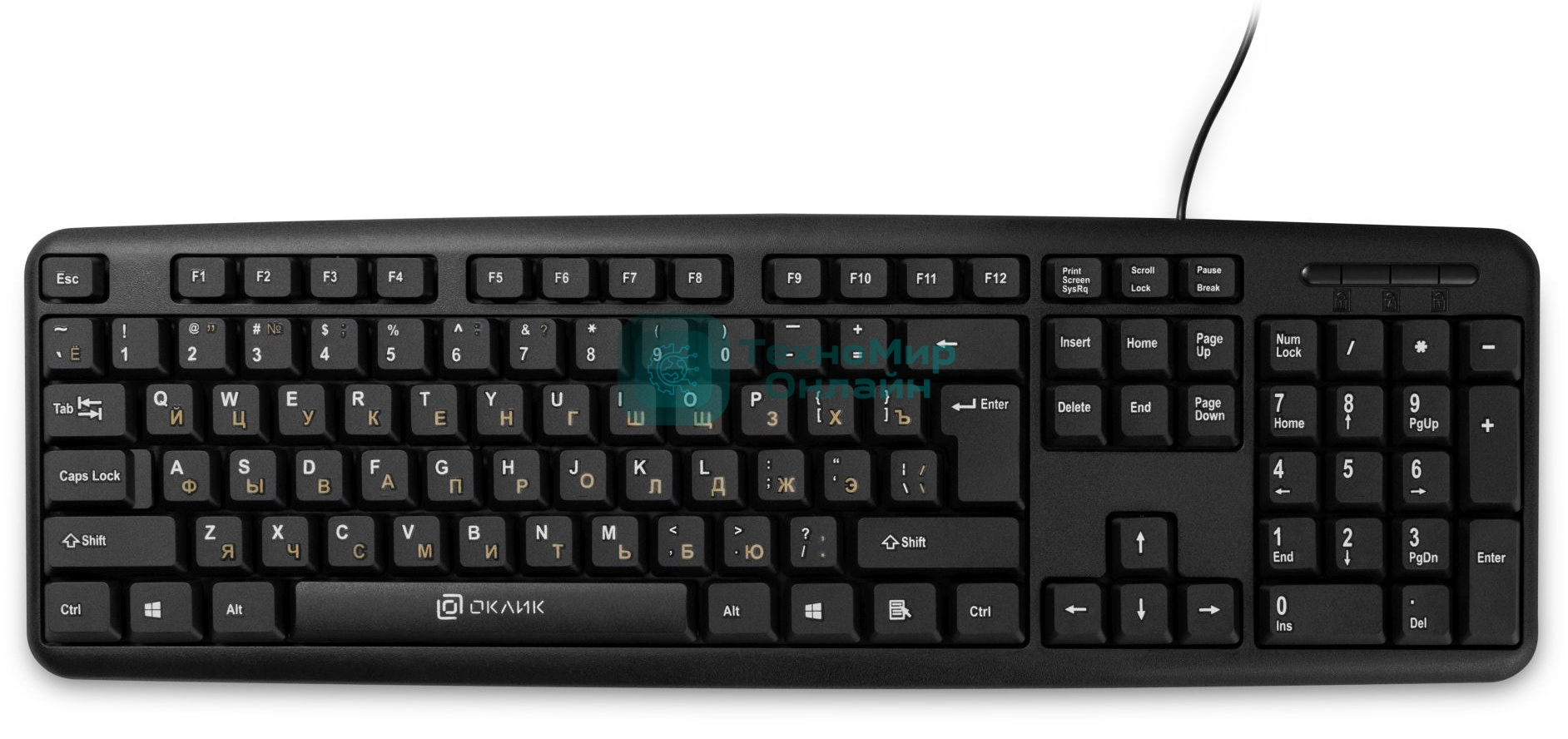 Клавиатура проводная Oklick 130M, USB, черный