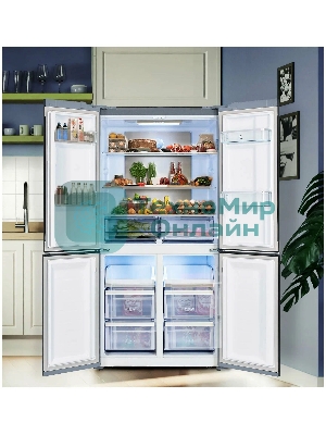 Холодильник LEX LCD505GbGID серый трехкамерный 321/144л морозилка снизу, No Frost, Side by Side