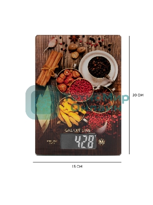 Весы кухонные Galaxy Line GL 2821, стекло, платформа из высокопрочного стекла, максимальный вес 8 кг