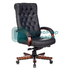 Кресло Бюрократ T-9928WALNUT черный, кожа