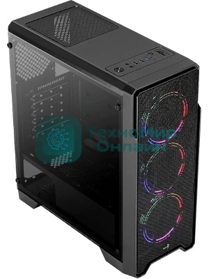Компьютерный корпус Aerocool/Formula Ore Saturn FRGb-G-BK-v1 (2xUSB, 2xAudio, 0.5 мм,3x120 мм FAN, прозрачная стенка-закаленное стекло, ATX,