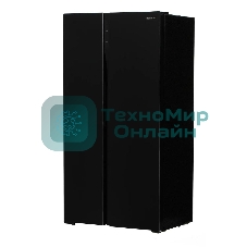 Холодильник Hyundai CS5003F черное стекло двухкамерный 331/165л морозилка сбоку, No Frost, Side by Side