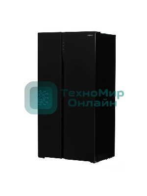 Холодильник Hyundai CS5003F черное стекло двухкамерный 331/165л морозилка сбоку, No Frost, Side by Side
