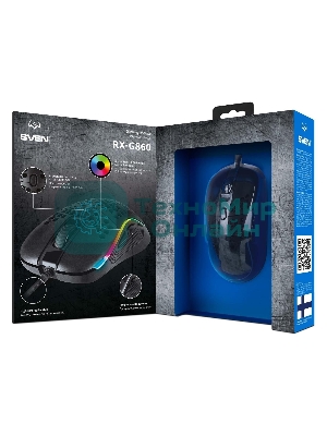 Игровая мышь SVEN RX-G860 чёрная (8 кнопок, 12800 dpi, USB, RGB подсветка )